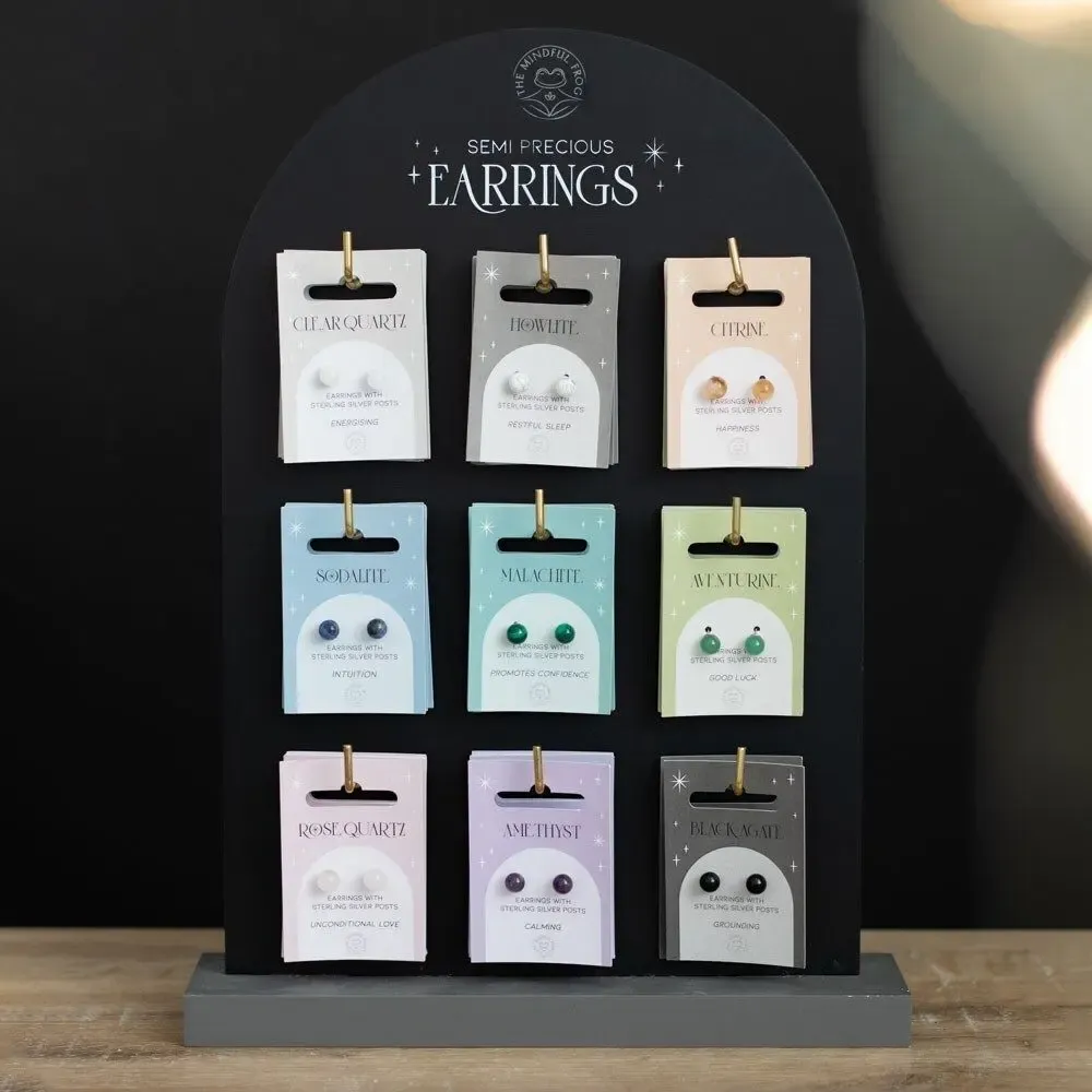 Jewelry - Set of 36 Semi Precious Crystal Earrings on Display - SOMETHING DIFFERENT WHOLESALE