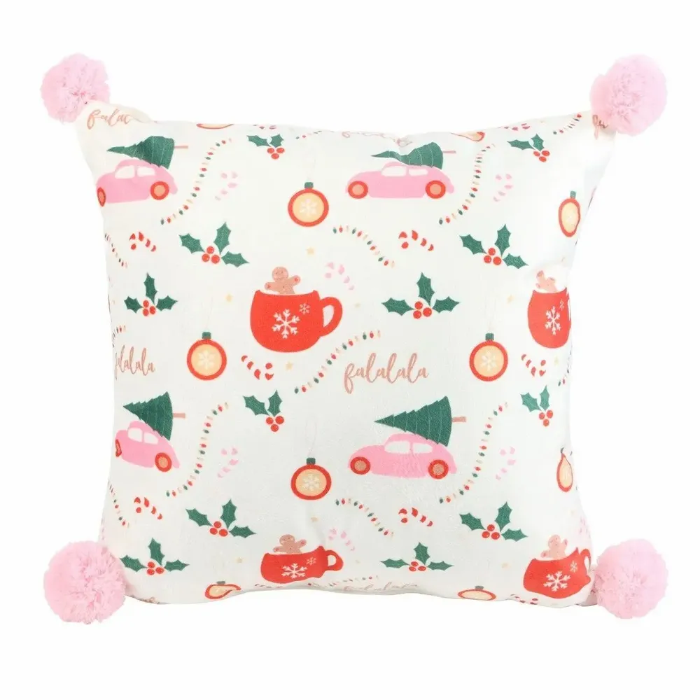 Cushions - Square Sugarplum Fun Christmas Print Cushion - SOMETHING DIFFERENT WHOLESALE
