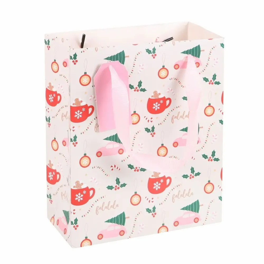 Bags and backpacks - 23cm Medium Sugarplum Fun Christmas Print Gift Bag - SOMETHING DIFFERENT WHOLESALE