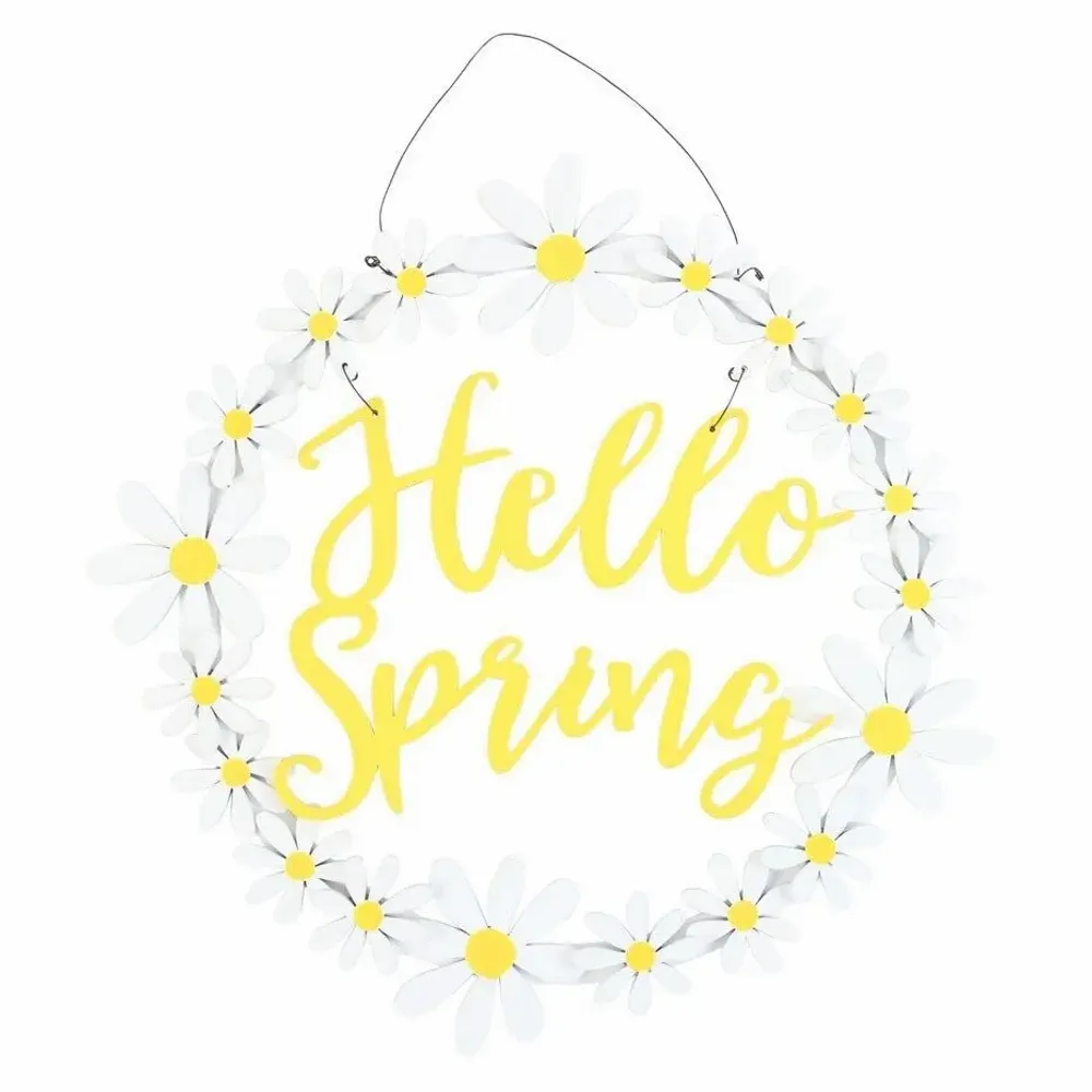Other wall decoration - Hello Spring Hanging Daisy Wreath Decoration - SOMETHING DIFFERENT WHOLESALE