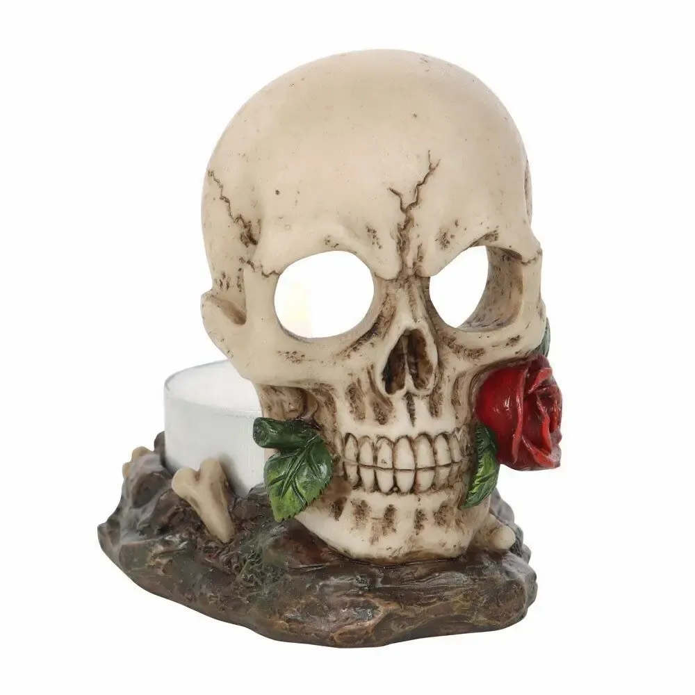 Candlesticks and candle holders - Skull Rose Tealight Holder - SOMETHING DIFFERENT WHOLESALE