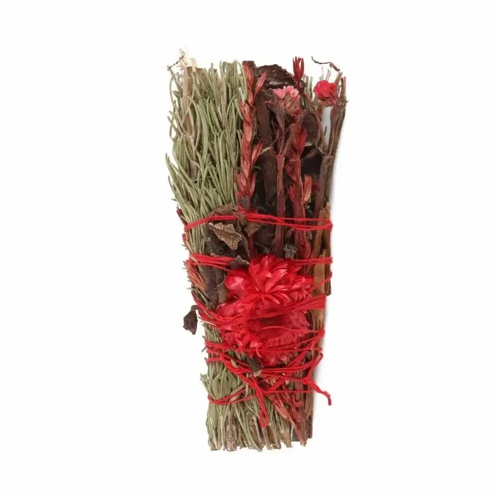 Senteurs - Bâton rituel de purification de 15 cm avec romarin et fleurs rouges - SOMETHING DIFFERENT WHOLESALE