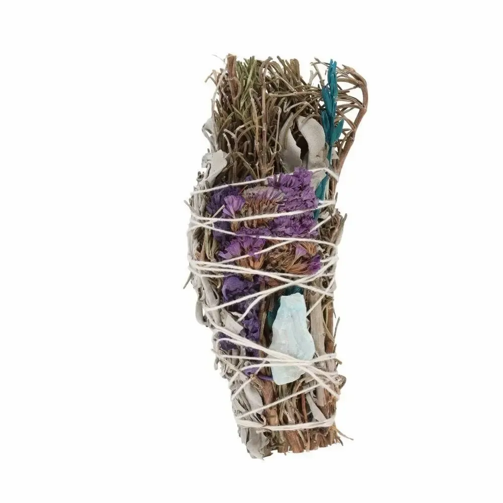 Scents - 6in Ritual Wand Smudge Stick with Rosemary, Sage and Aventurine - SOMETHING DIFFERENT WHOLESALE