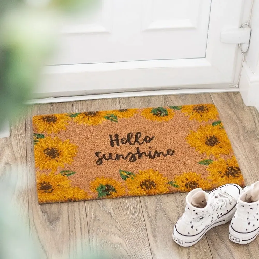 Rugs - Natural Hello Sunshine Sunflower Doormat - SOMETHING DIFFERENT WHOLESALE