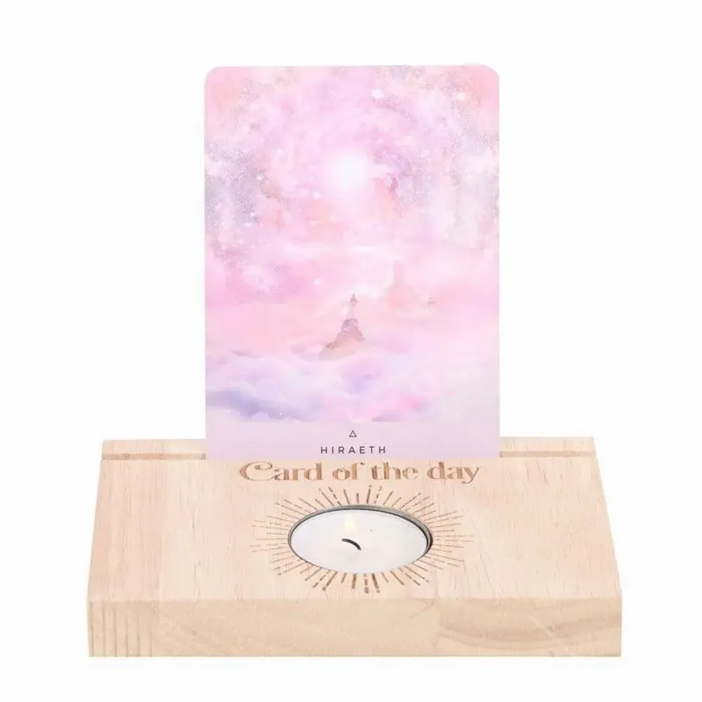 Bougeoirs et photophores  - Support pour carte de tarot « Carte du jour » naturel avec bougeoir. - SOMETHING DIFFERENT WHOLESALE
