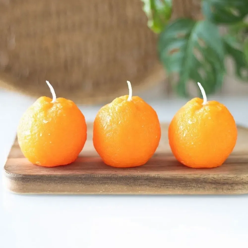 Bougies - Lot de 3 bougies en forme d'orange - SOMETHING DIFFERENT WHOLESALE