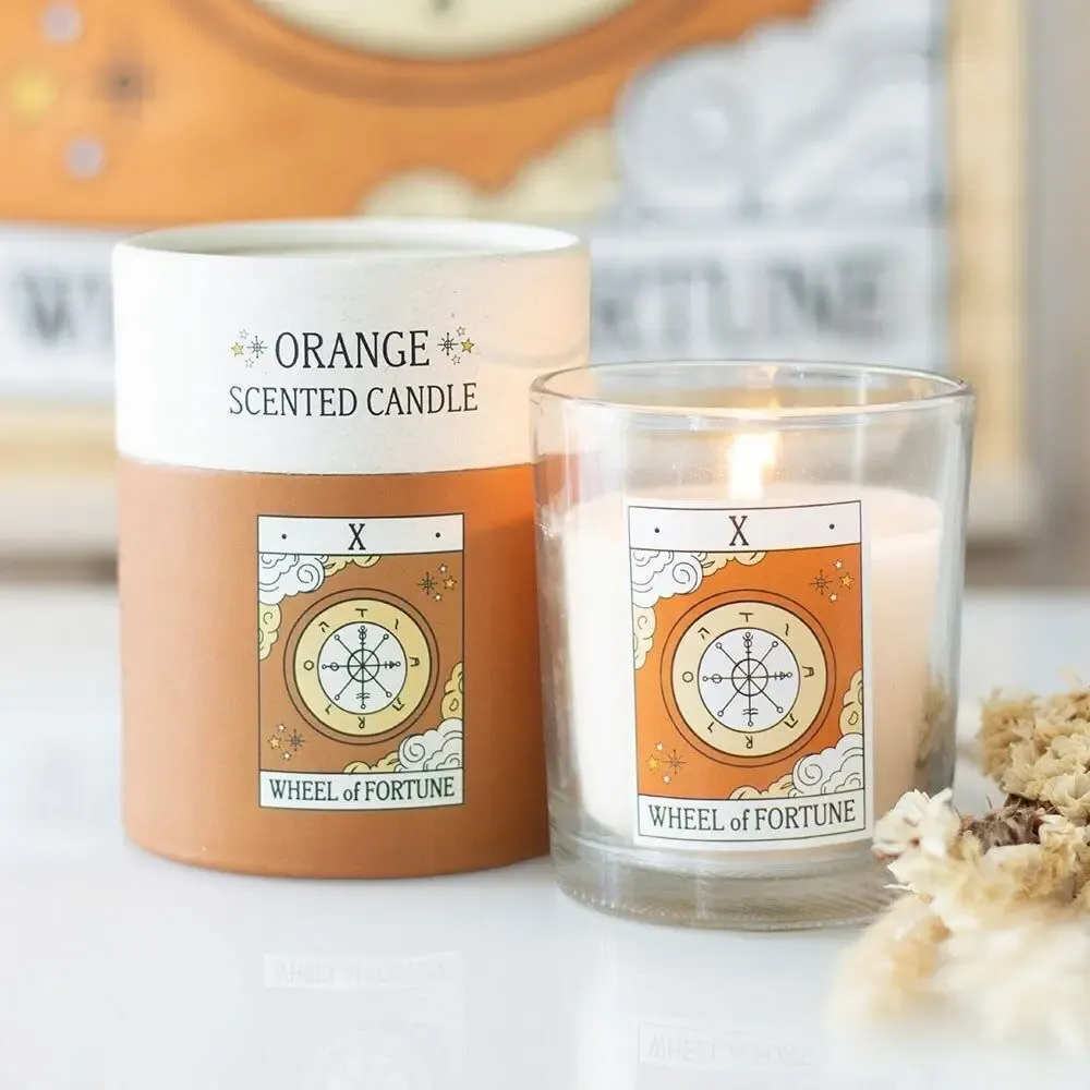 Candles - The Wheel of Fortune Vintage Tarot Orange Candle - SOMETHING DIFFERENT WHOLESALE