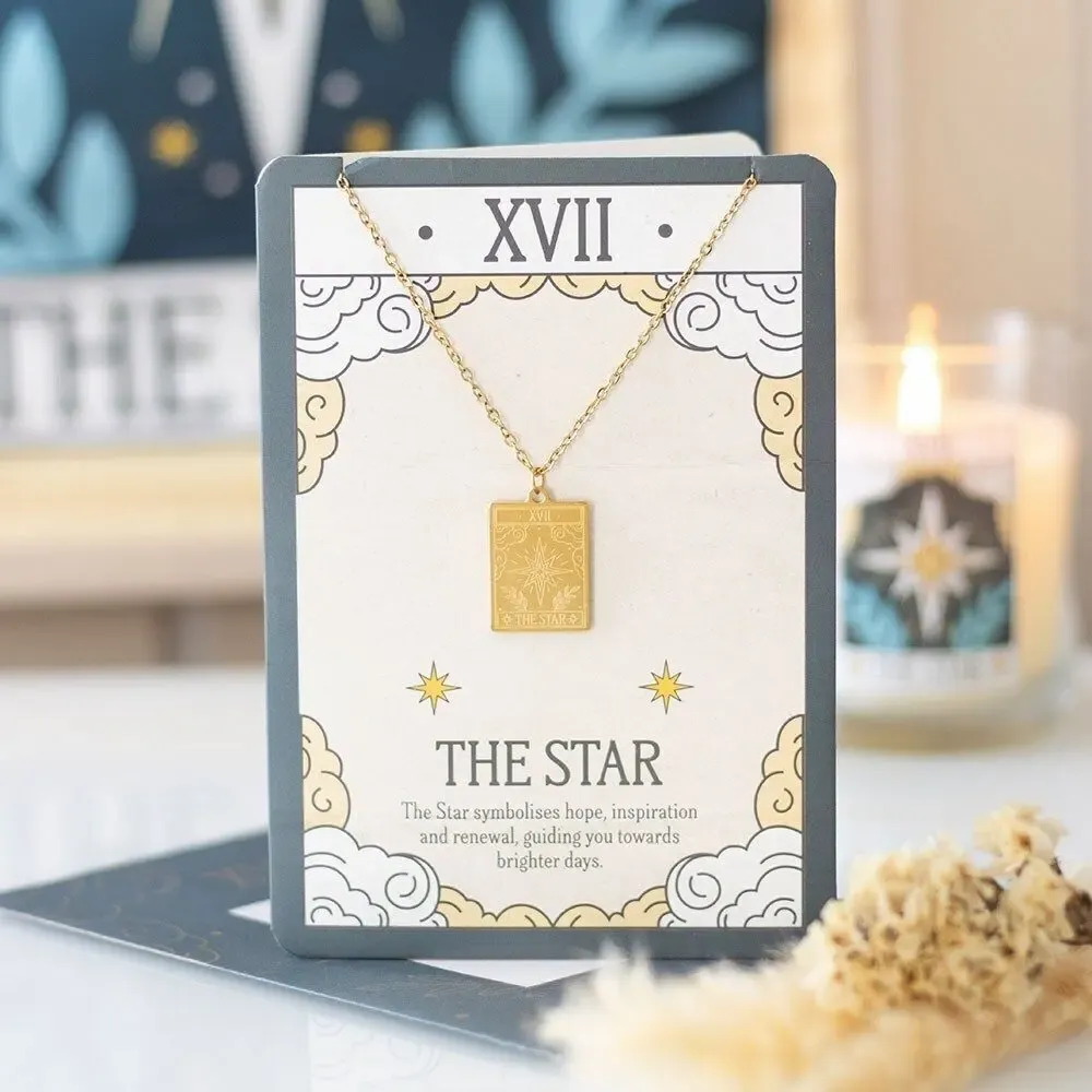 Jewelry - The Star Vintage Tarot Necklace on Greeting Card - SOMETHING DIFFERENT WHOLESALE