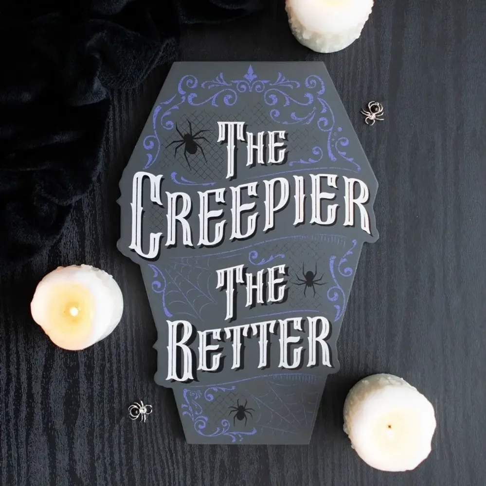 Panels - The Creepier the Better Coffin Shaped Sign - SOMETHING DIFFERENT WHOLESALE