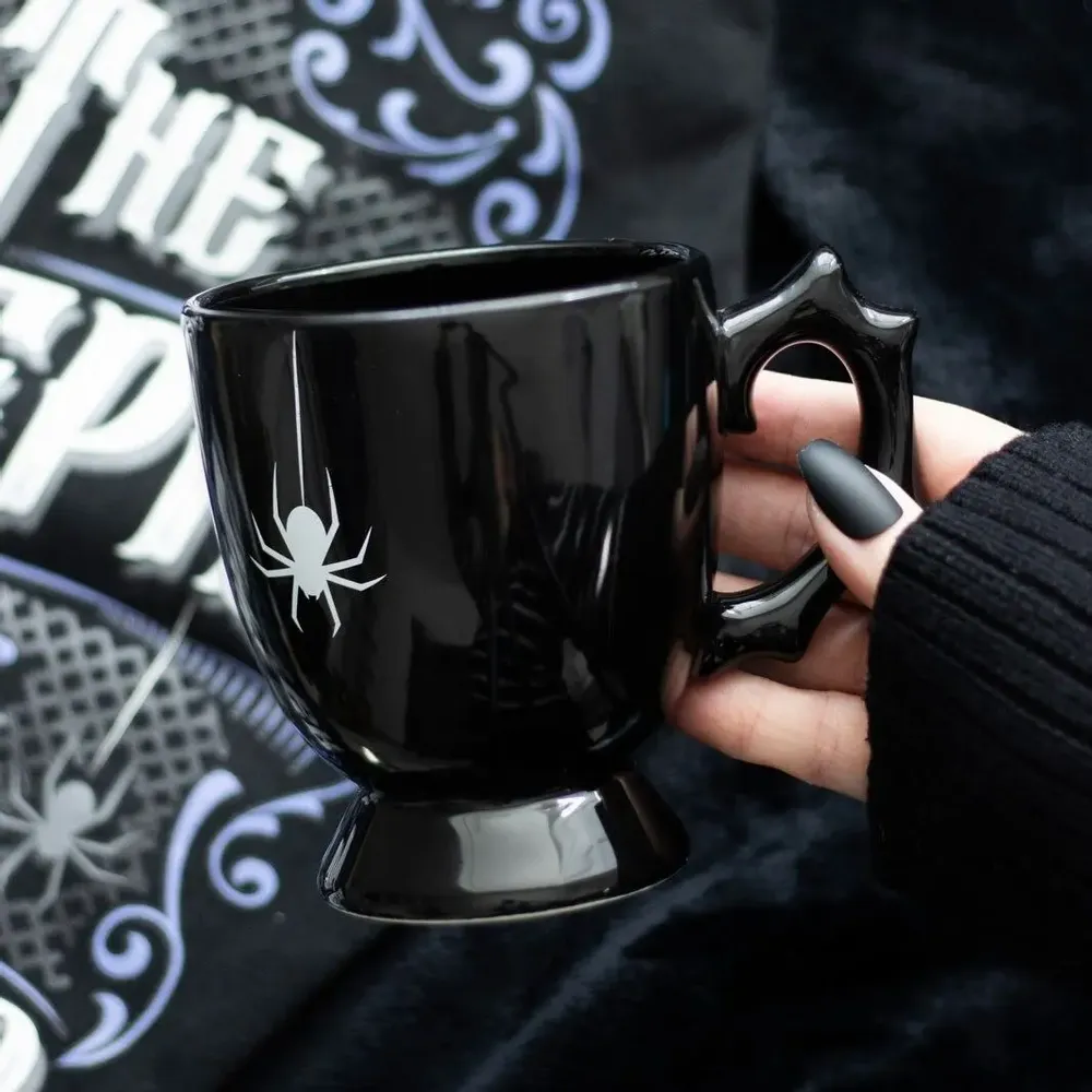 Mugs - Black Spider Teacup - SOMETHING DIFFERENT WHOLESALE