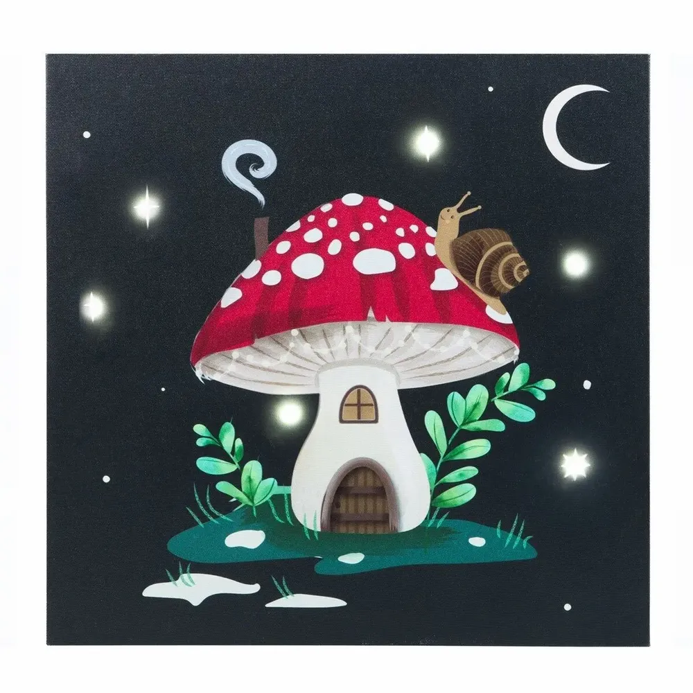 Decorative objects - Gnome Sweet Gnome Light Up Canvas Plaque - SOMETHING DIFFERENT WHOLESALE