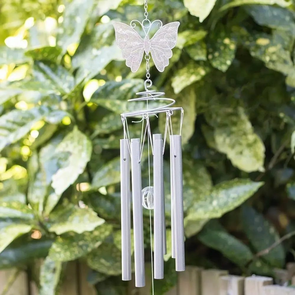 Decorative objects - White Butterfly Windchime - SOMETHING DIFFERENT WHOLESALE
