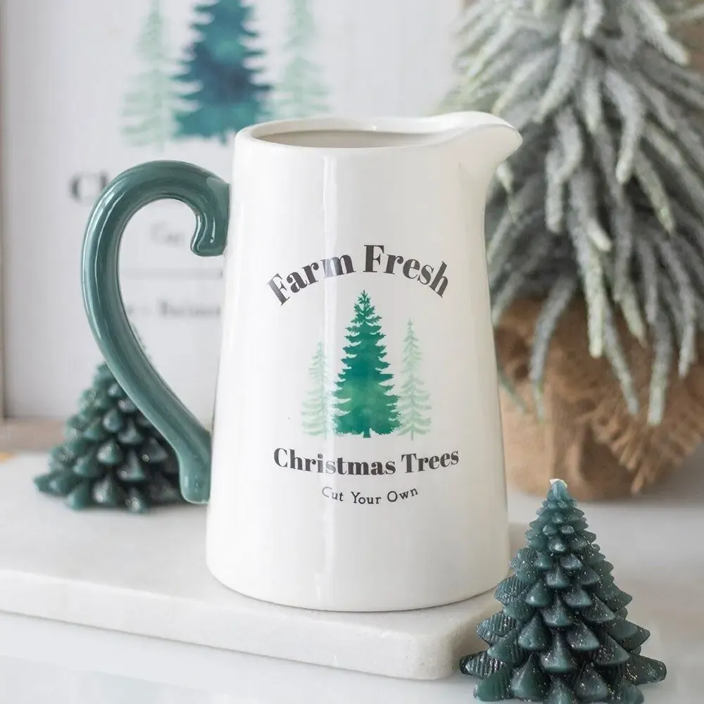 Vases - Farm Fresh Christmas Trees Ceramic Flower Jug - SOMETHING DIFFERENT WHOLESALE