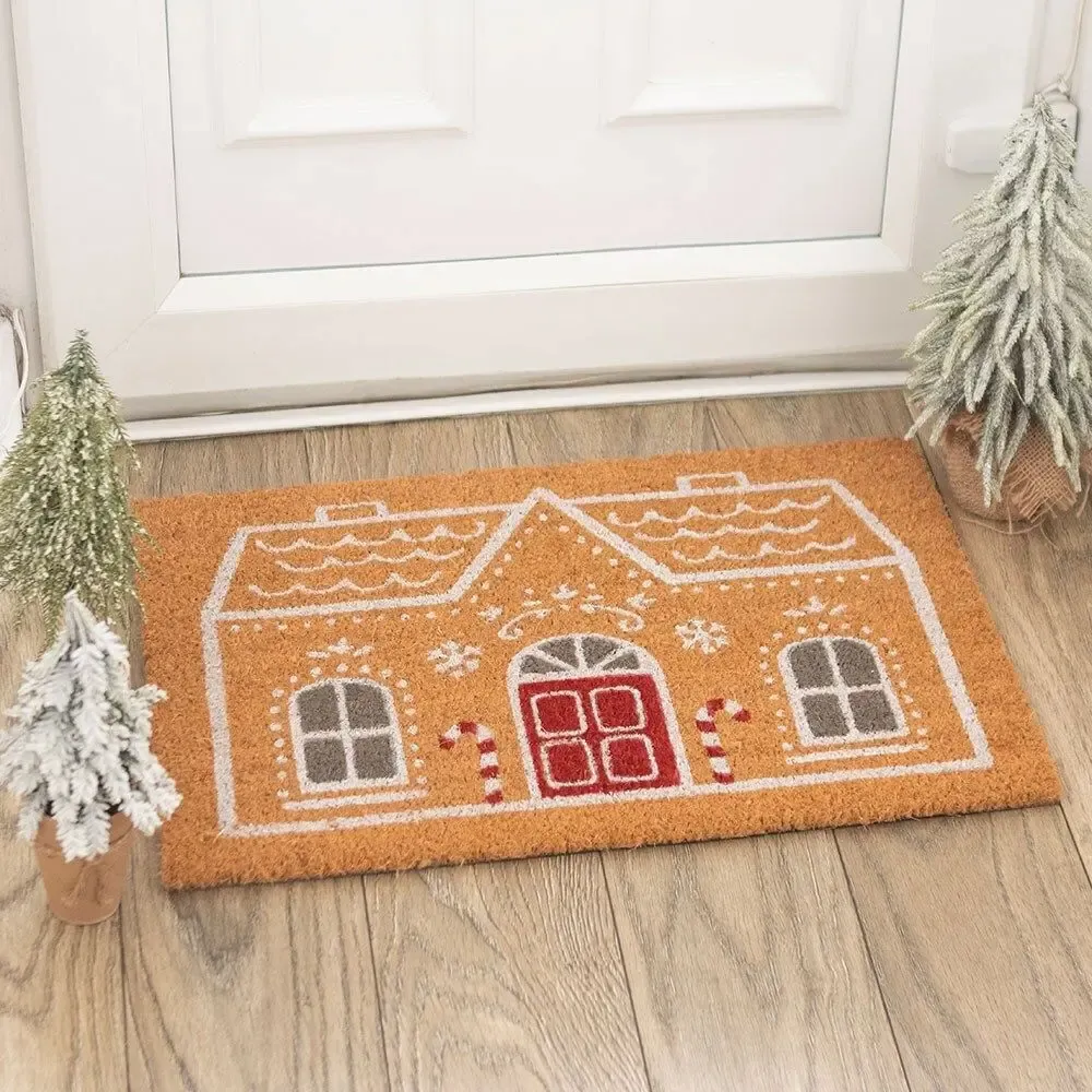 Rugs - Natural Candy Cane Gingerbread House Doormat - SOMETHING DIFFERENT WHOLESALE