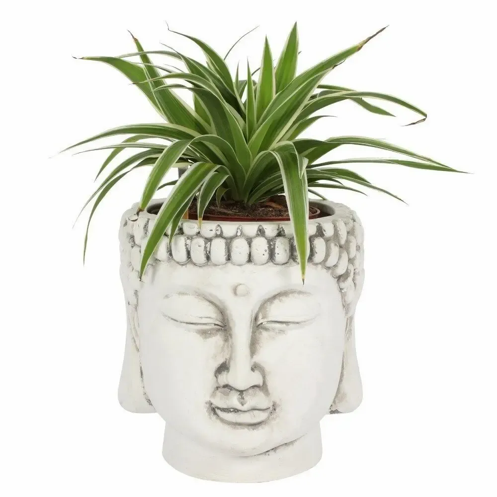 Flower pots - White Terracotta Buddha Head Planter - SOMETHING DIFFERENT WHOLESALE