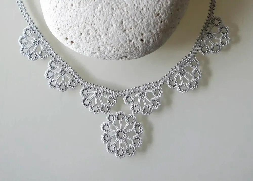 Jewelry - TEXTILE NECKLACE WITH GRAPHIC PATTERN, HAWA MODEL - KARAWAN AUTHENTIC
