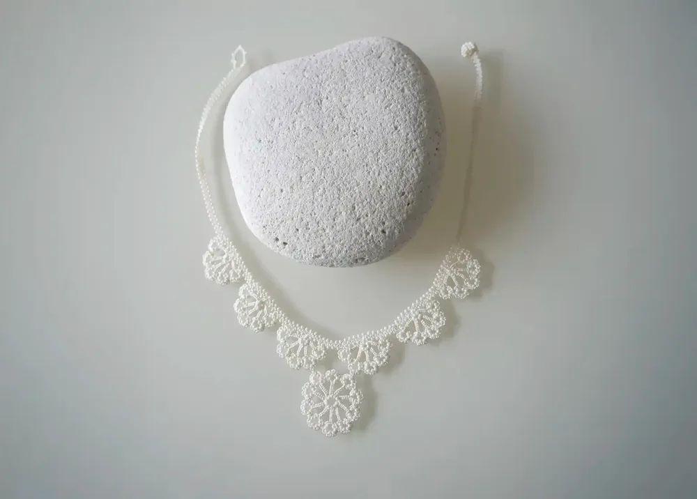 Jewelry - TEXTILE NECKLACE WITH GRAPHIC PATTERN, HAWA MODEL - KARAWAN AUTHENTIC