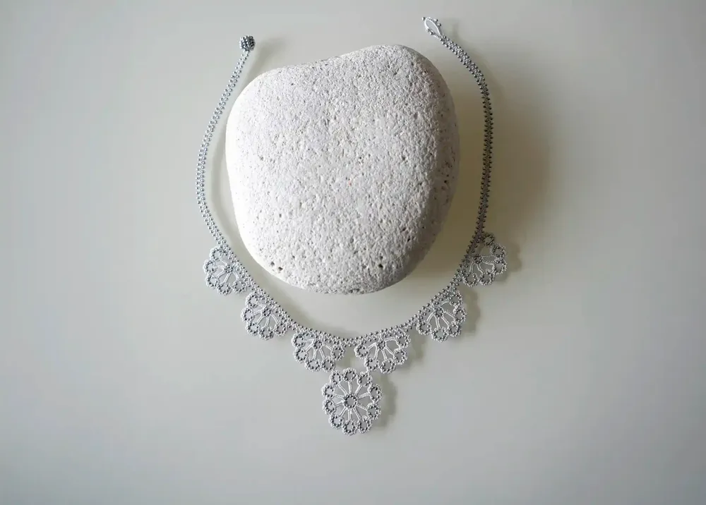 Jewelry - TEXTILE NECKLACE WITH GRAPHIC PATTERN, HAWA MODEL - KARAWAN AUTHENTIC