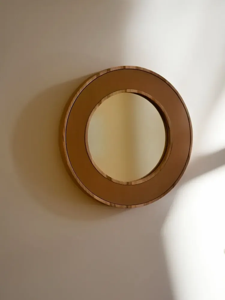 Mirrors - NORDIC MIRROR S – Minimalist Solid Wood & Leather Wall Mirror - WOOD MOOD | :DODOMOOM