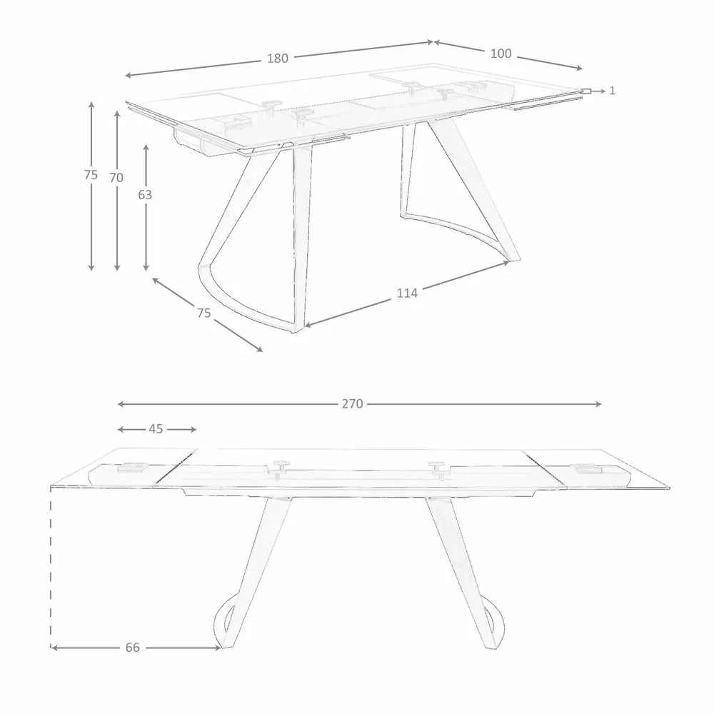 Tables Salle à Manger - Table à manger extensible rectangulaire en verre trempé et acier noir - ANGEL CERDÁ