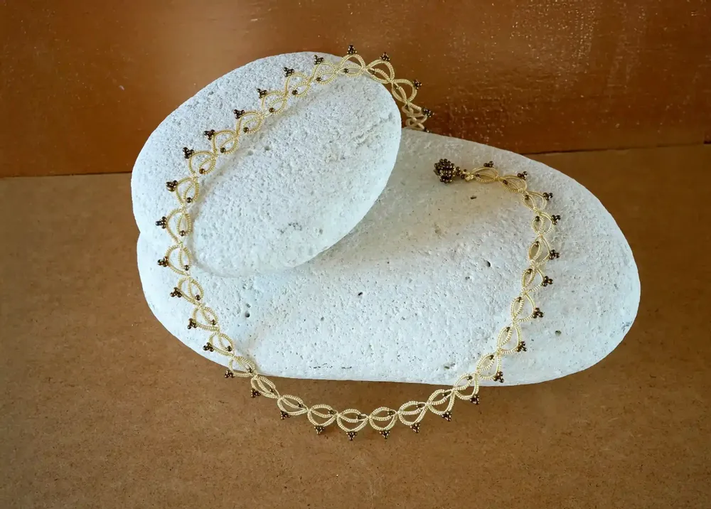 Jewelry - HANDMADE CHOKER NECKLACE MADE OF WIRE AND BEADS, LOTUS CHAIN - KARAWAN AUTHENTIC