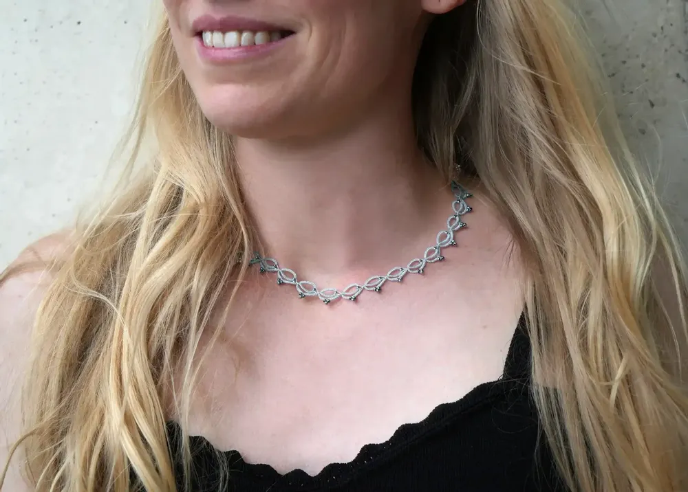 Jewelry - HANDMADE CHOKER NECKLACE MADE OF WIRE AND BEADS, LOTUS CHAIN - KARAWAN AUTHENTIC