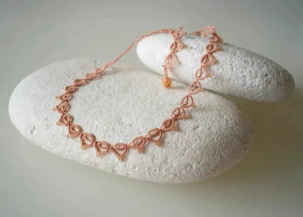 Jewelry - HANDMADE CHOKER NECKLACE MADE OF WIRE AND BEADS, LOTUS CHAIN - KARAWAN AUTHENTIC