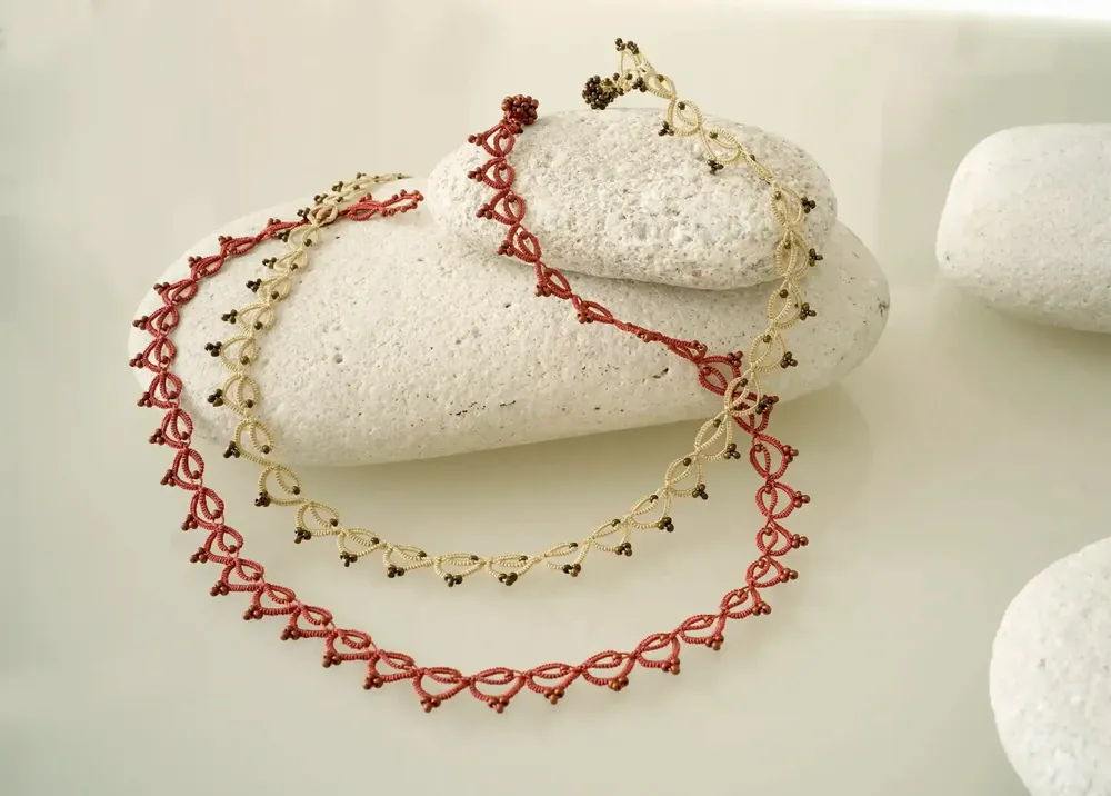 Jewelry - HANDMADE CHOKER NECKLACE MADE OF WIRE AND BEADS, LOTUS CHAIN - KARAWAN AUTHENTIC