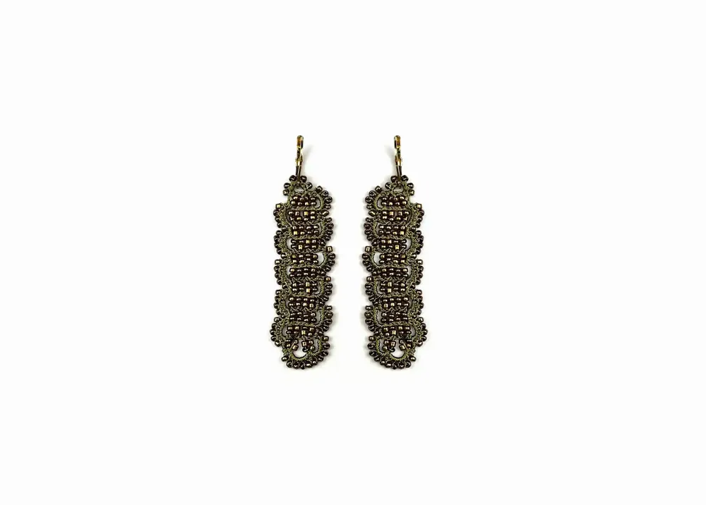 Jewelry - DESIGNER EARRINGS, WIRE AND METALLIC BEADS, BARK MODEL - KARAWAN AUTHENTIC