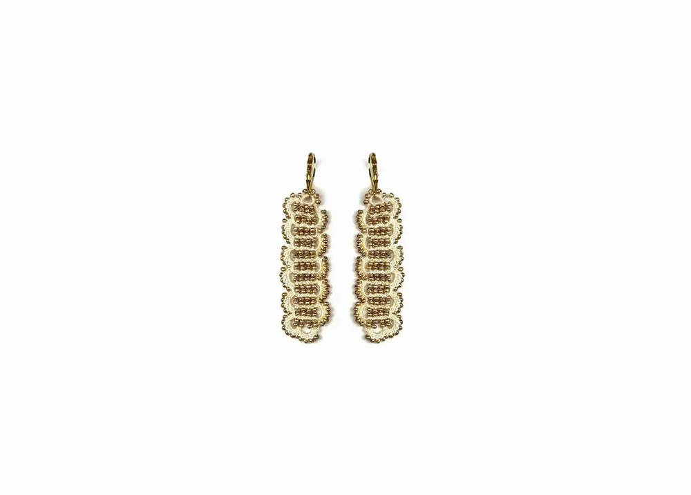 Jewelry - DESIGNER EARRINGS, WIRE AND METALLIC BEADS, BARK MODEL - KARAWAN AUTHENTIC