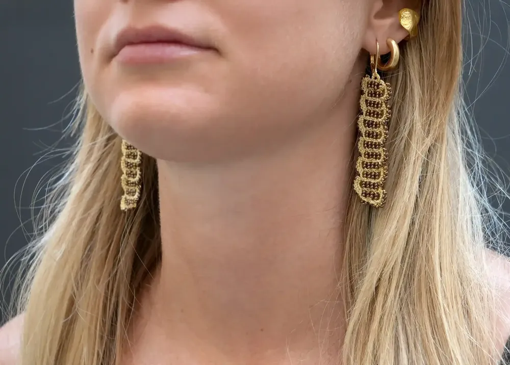 Jewelry - DESIGNER EARRINGS, WIRE AND METALLIC BEADS, BARK MODEL - KARAWAN AUTHENTIC