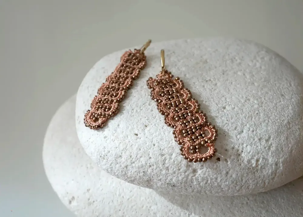 Jewelry - DESIGNER EARRINGS, WIRE AND METALLIC BEADS, BARK MODEL - KARAWAN AUTHENTIC