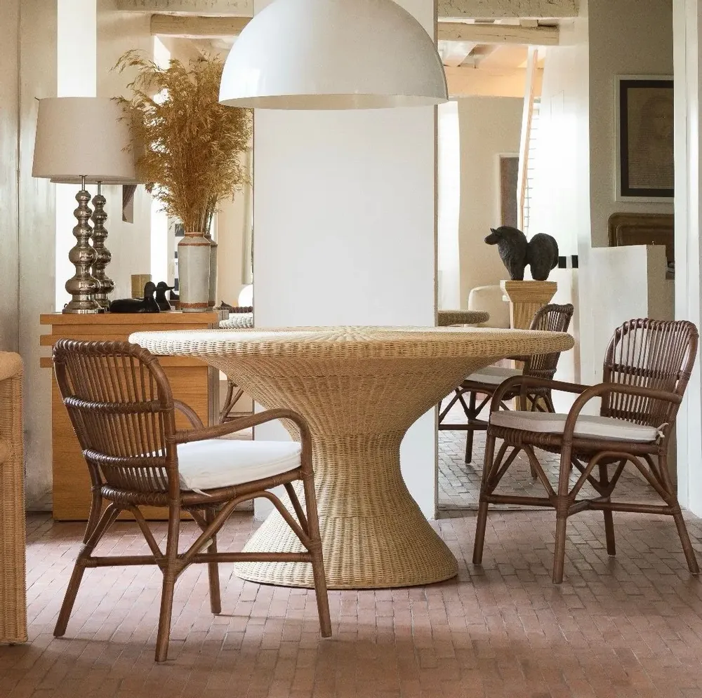 Tables Salle à Manger - Table de salle à manger ronde en rotin OSLO - MAHE HOMEWARE
