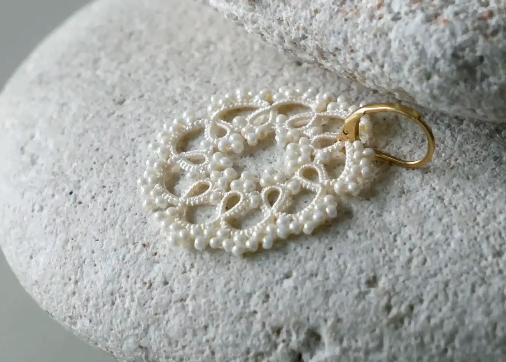 Jewelry - EARRINGS MADE OF WIRE & BEADS, FLOWER - KARAWAN AUTHENTIC