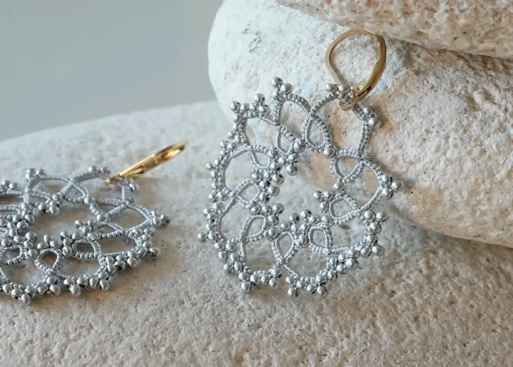 Jewelry - EARRINGS MADE OF WIRE & BEADS, FLOWER - KARAWAN AUTHENTIC