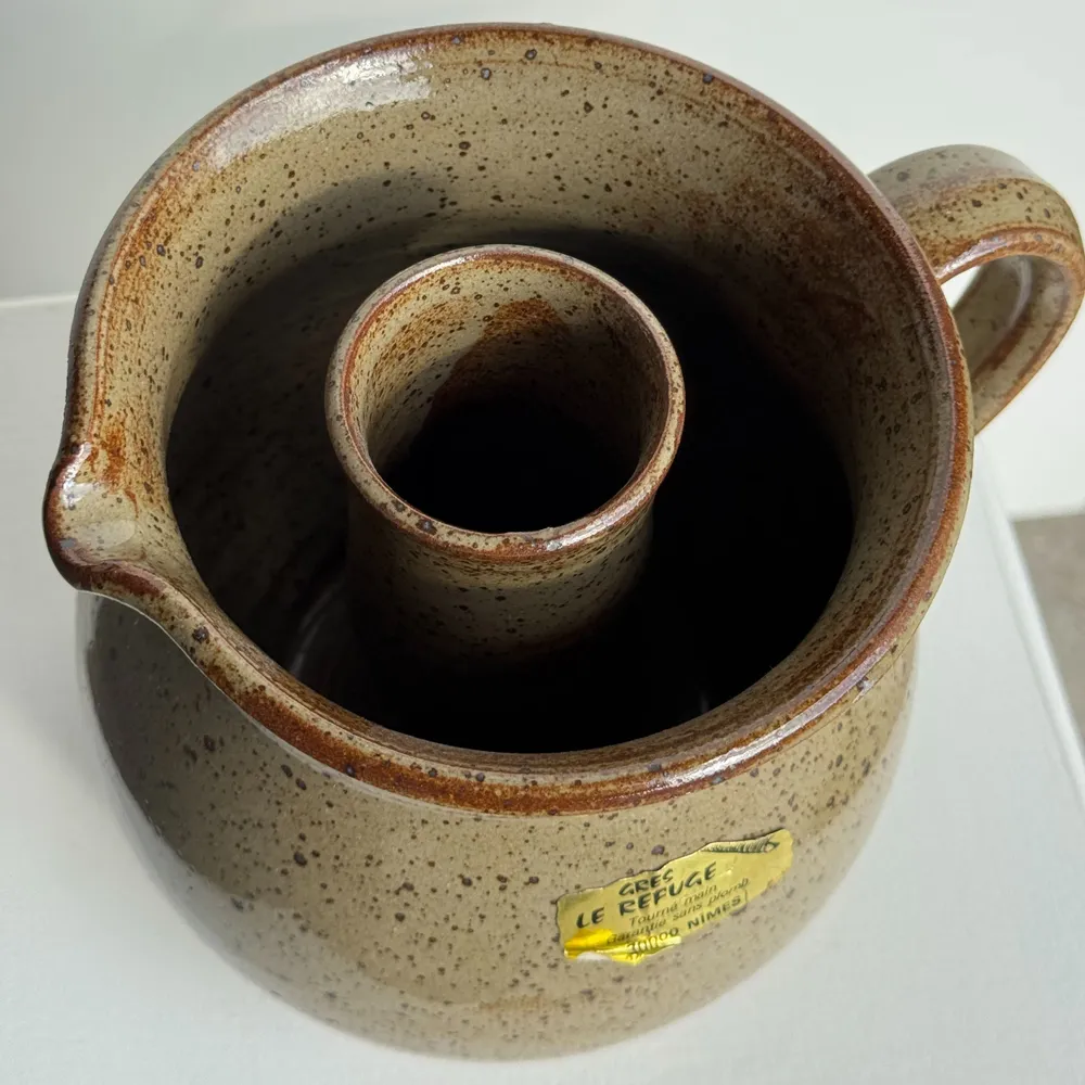 Carafes - Carafe en grès à rosé à compartiment vintage artisanale H14 D3.5 - OFFICE OBJETS