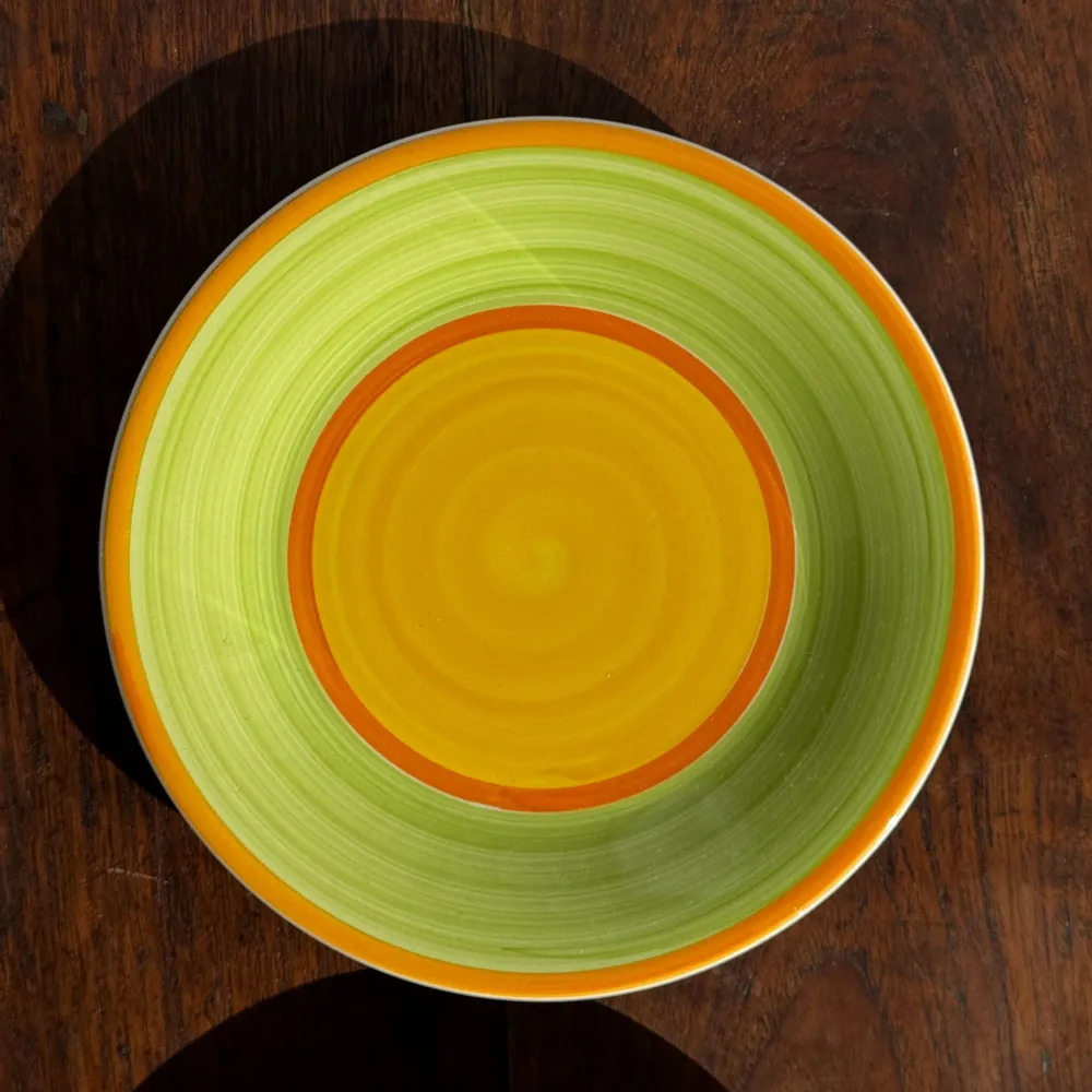 Everyday plates - Set of 4 Italian ceramic plates with green orange yellow sparkles D20 - OFFICE OBJETS