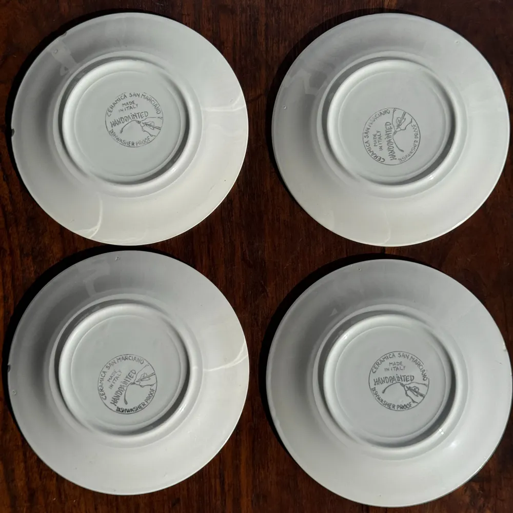 Everyday plates - Set of 4 Italian ceramic plates with green orange yellow sparkles D20 - OFFICE OBJETS