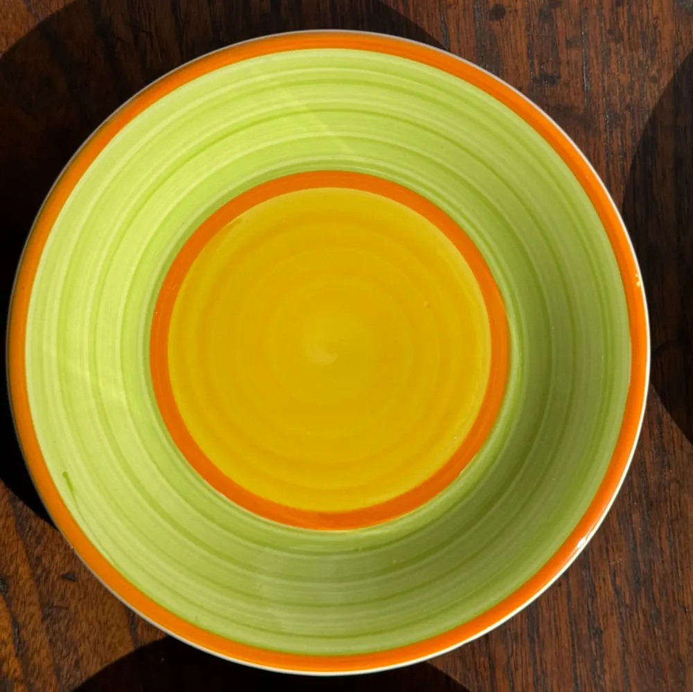 Everyday plates - Set of 4 Italian ceramic plates with green orange yellow sparkles D20 - OFFICE OBJETS