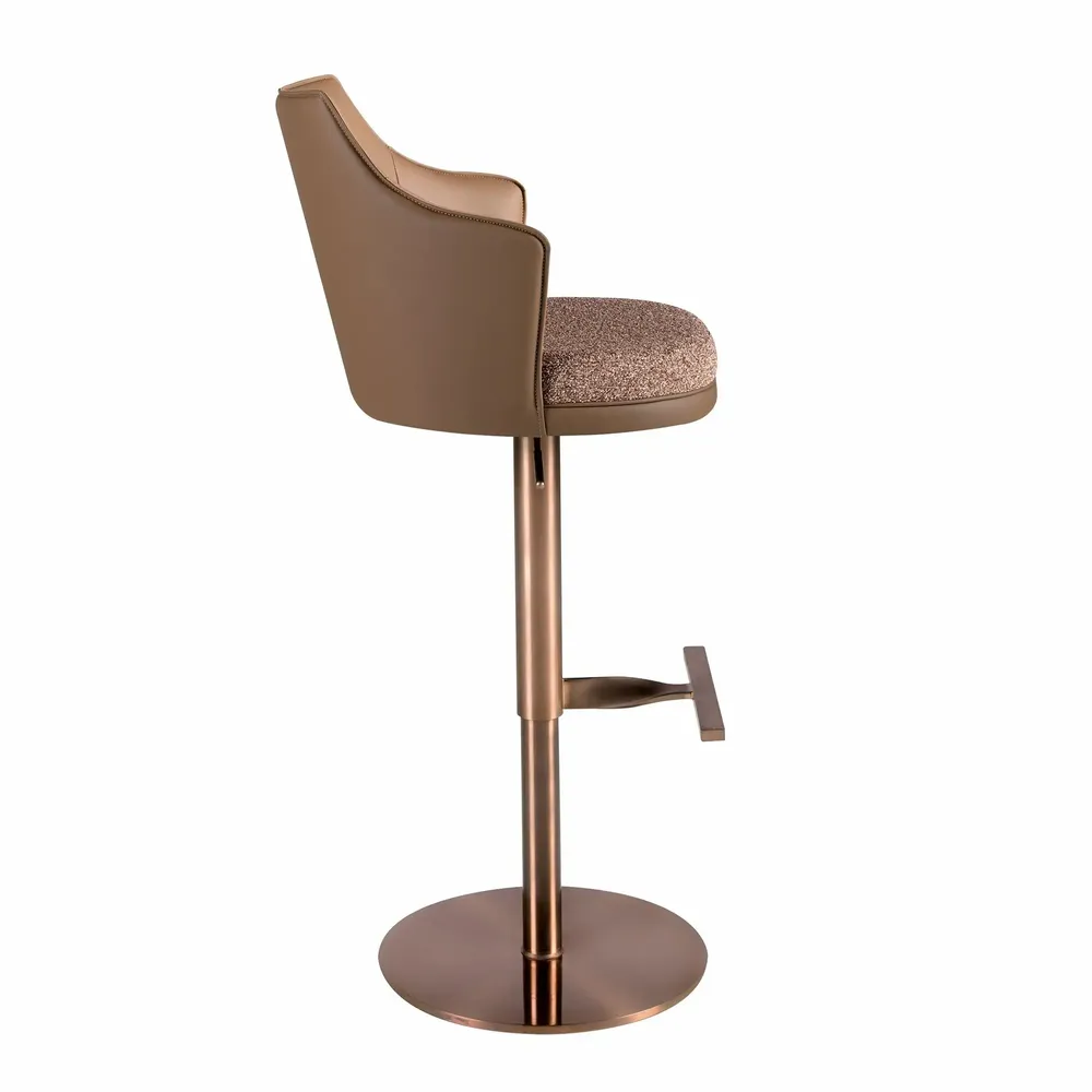 Stools - Swivel stool in mottled brown fabric and brown leatherette - ANGEL CERDÁ