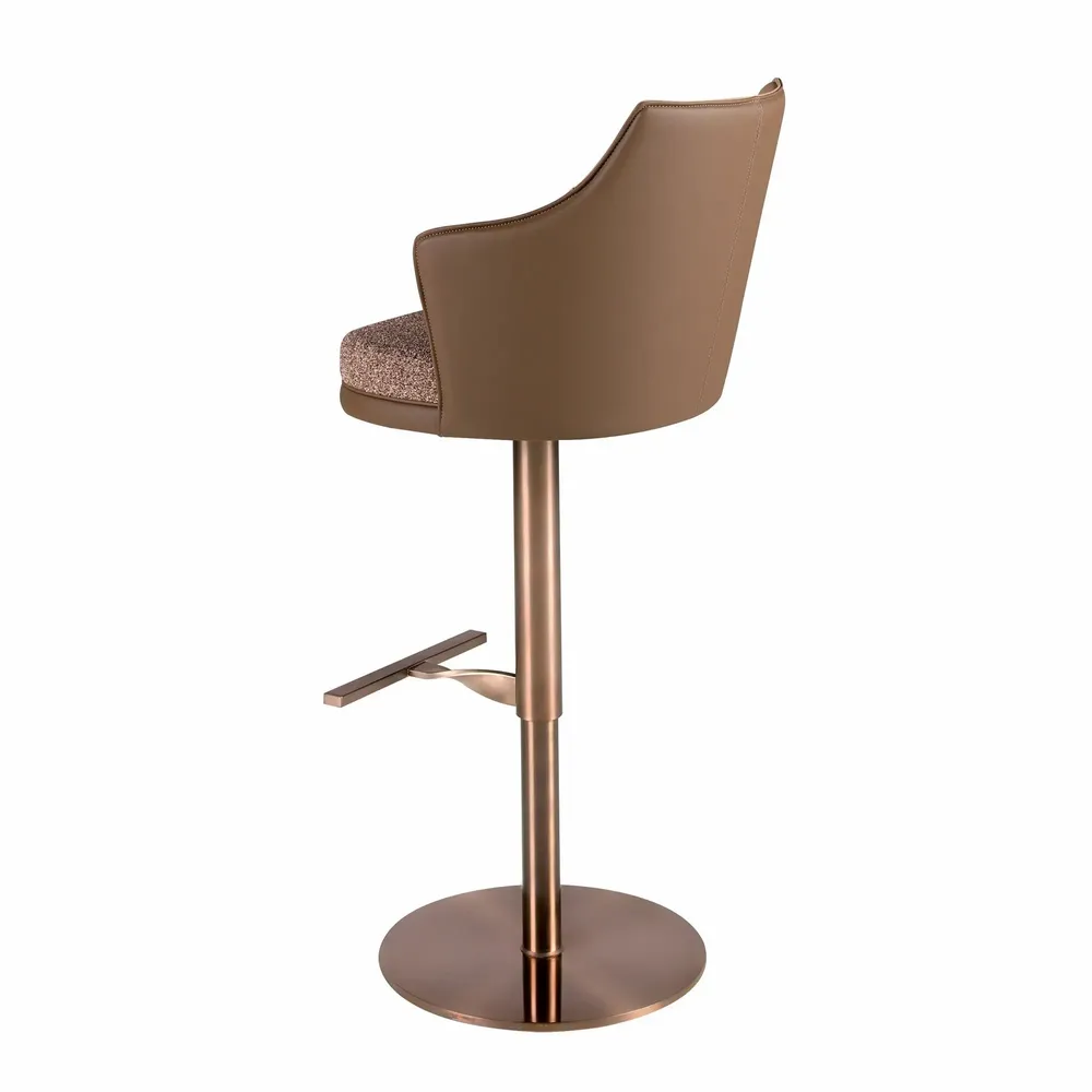 Stools - Swivel stool in mottled brown fabric and brown leatherette - ANGEL CERDÁ