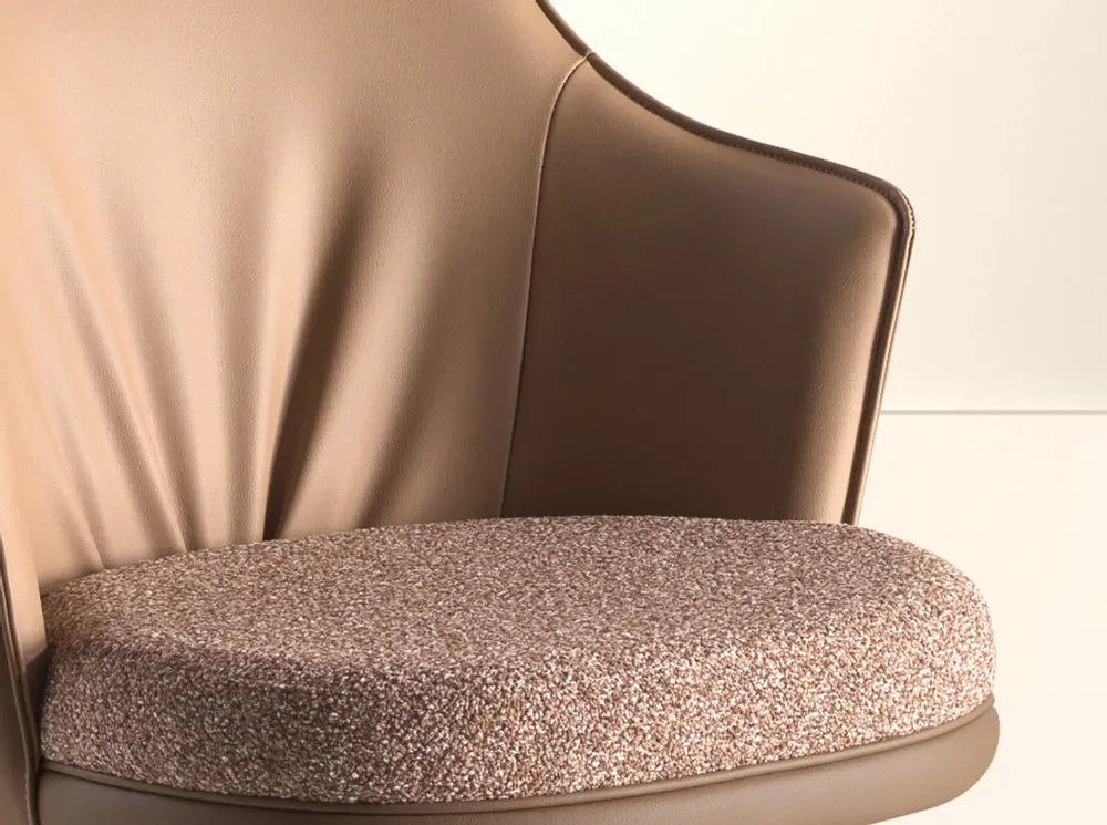 Stools - Swivel stool in mottled brown fabric and brown leatherette - ANGEL CERDÁ