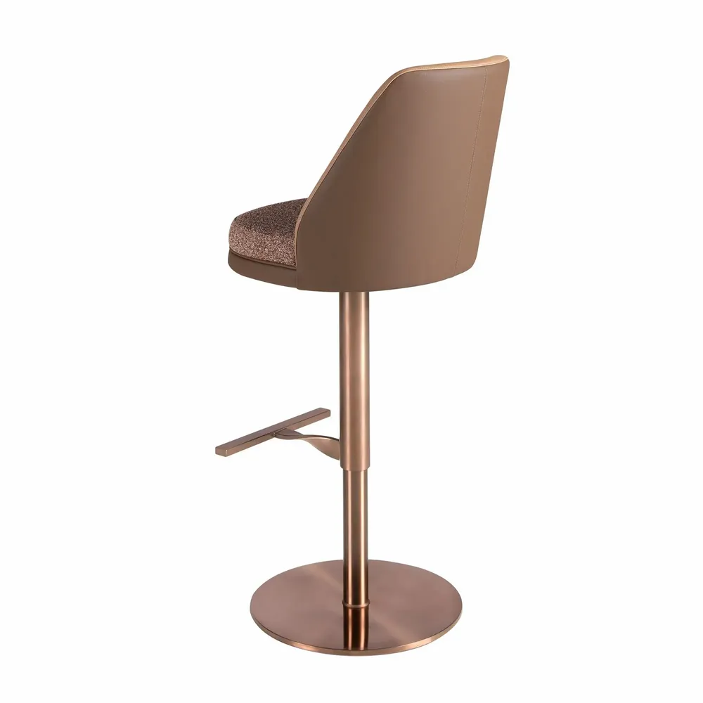 Tabourets - Tabouret pivotant en tissu marron marbré et similicuir marron - ANGEL CERDÁ