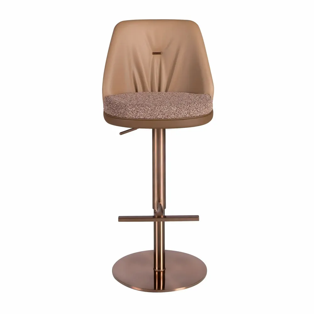 Tabourets - Tabouret pivotant en tissu marron marbré et similicuir marron - ANGEL CERDÁ