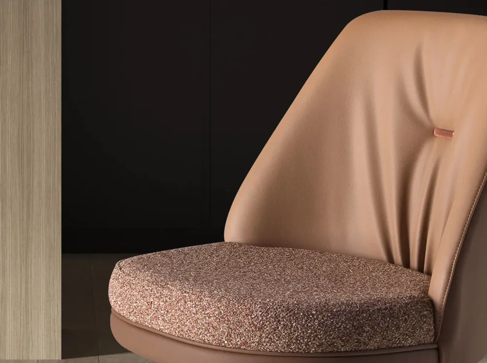 Tabourets - Tabouret pivotant en tissu marron marbré et similicuir marron - ANGEL CERDÁ