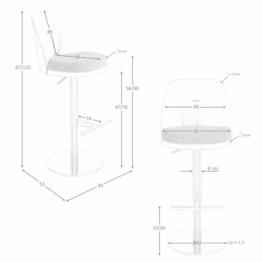 Tabourets - Tabouret pivotant en tissu marron marbré et similicuir marron - ANGEL CERDÁ