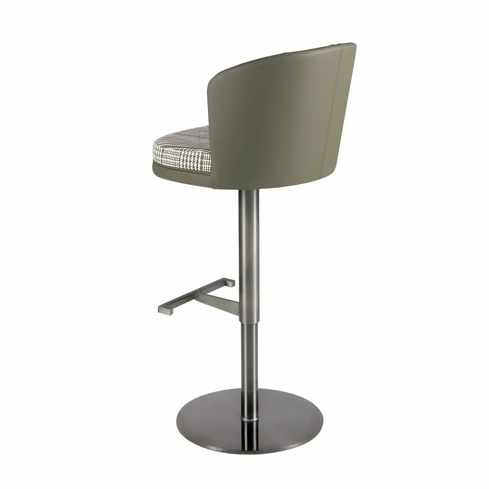 Tabourets - Tabouret pivotant en tissu vert foncé et blanc et similicuir vert oliv - ANGEL CERDÁ