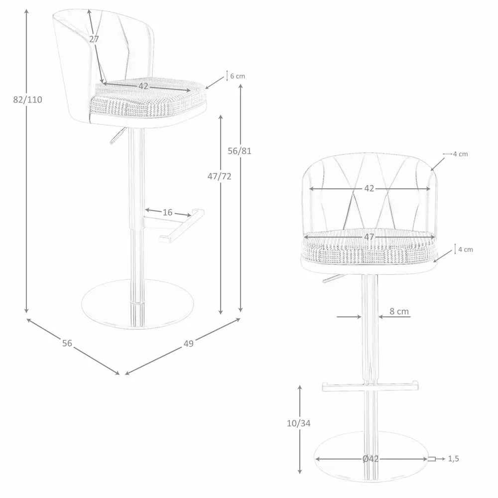 Tabourets - Tabouret pivotant en tissu vert foncé et blanc et similicuir vert oliv - ANGEL CERDÁ