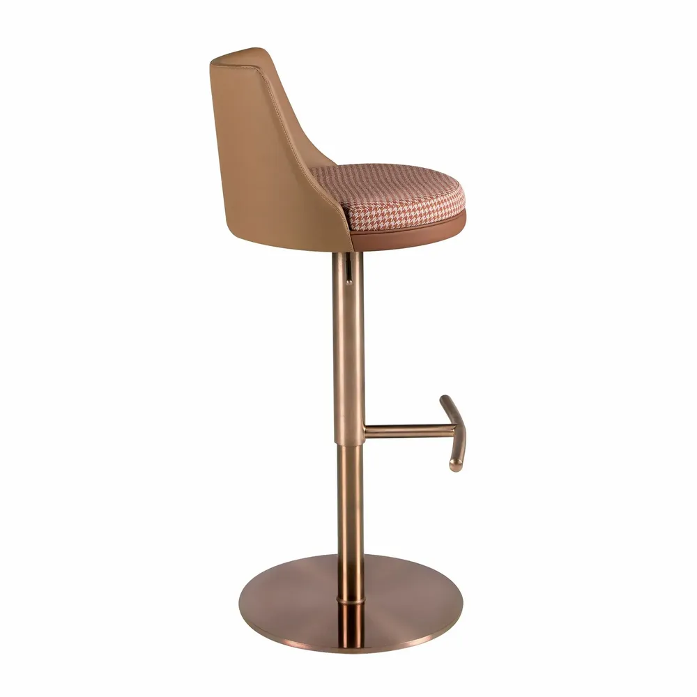 Tabourets - Tabouret pivotant en tissu marron terracotta et beige et similicuir - ANGEL CERDÁ