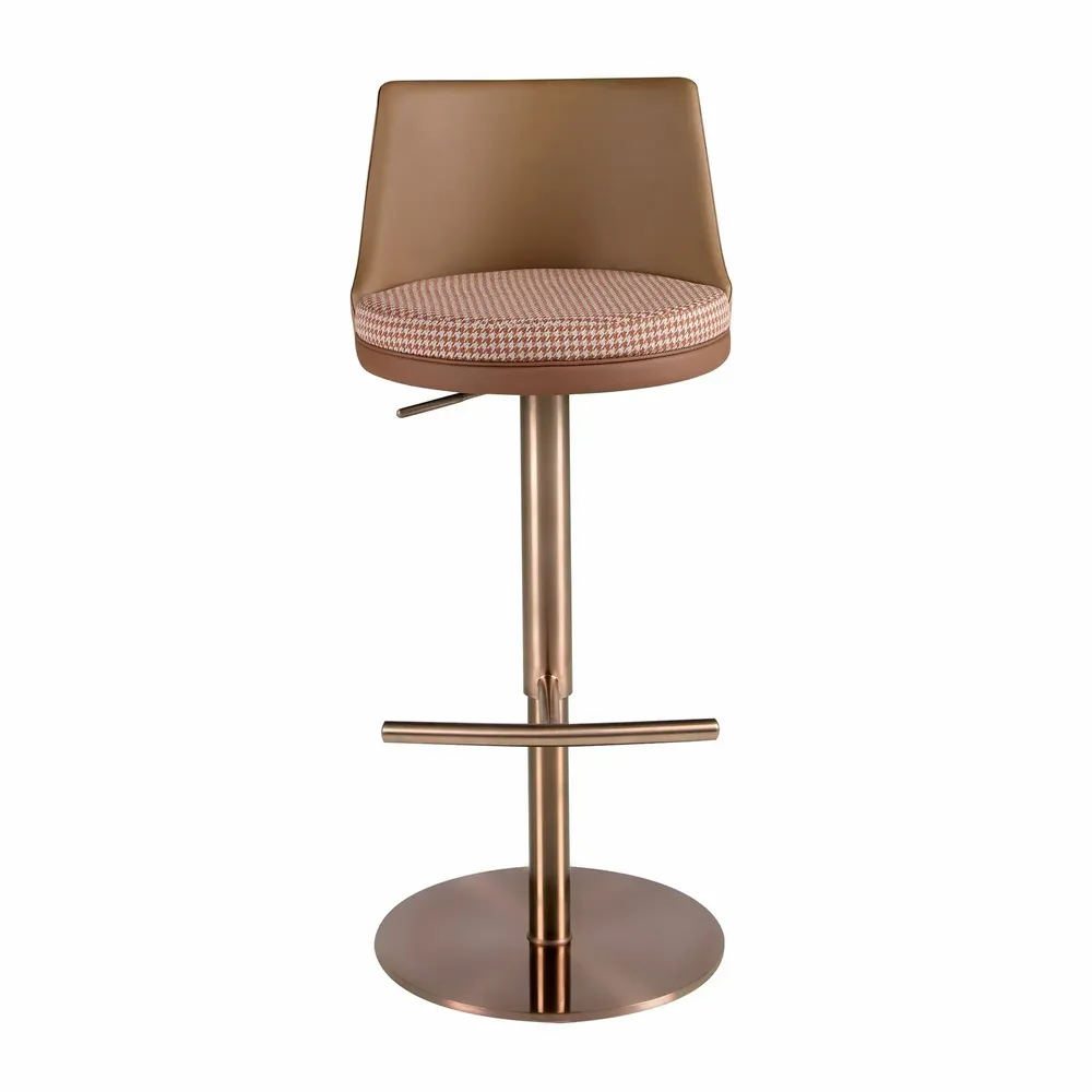 Tabourets - Tabouret pivotant en tissu marron terracotta et beige et similicuir - ANGEL CERDÁ